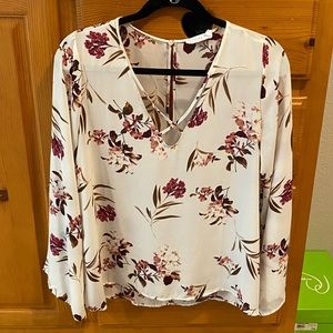 Pink Floral Lush/All in Favor Cross Front Blouse